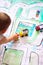 Boy playing with cars