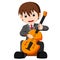 Boy playing cello cartoon