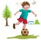 Boy playing football