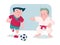 Boy playing football and karate vector illustration