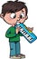 Boy playing musical instrument melodica blow organ