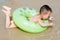 Boy playing sands beach