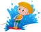 Boy playing water ski