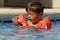 Boy in Pool with Cell Phone