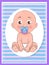 It Boy Poster Newborn Toddler with Pacifier Vector