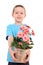 Boy with potted flower