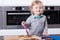 Boy preparing sandwiches