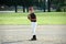 Boy preparing to pitch in youth baseball game