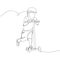 Boy in a protective helmet on a scooter one line art. Continuous line drawing sport, scooter, transportation, child