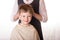 Boy at a reception at the barber. A young man visits the salon o