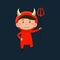 Boy In Red Devil Halloween Disguise