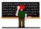 Boy with Red Hair In Front of a Chalkboard with a Math Problem