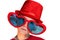 Boy In Red Hat And Heart Glasses Horizontal