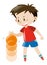 Boy in red shirt bouncing basketball