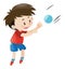 Boy in red shirt catching blue ball