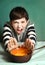 Boy refuse to eat pumpkin cream soup