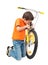 Boy repair bicycle