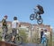 Boy rider jumps during an event of freestyle