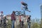 Boy rider jumps during an event of freestyle