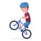 Boy rides a bmx bike on the rear wheel