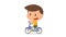 Boy is riding bicycle.
