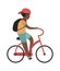 Boy riding bicycle. Happy teenager with helmet rides, isolated vector child outdoor activity flat illustration