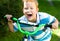 Boy riding a bicycle in the park