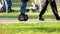 Boy riding gyroscooter in the park.