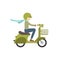 Boy riding on a scooter . Illustration in flat style on a white