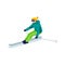 Boy riding on skis on snow slope