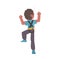 Boy Rock Climber Character, Back View of Child Climbing Wall on Ropes, Boy Doing Sports or Having Fun in Adventure Park