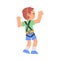 Boy Rock Climber Character, Back View of Cute Redhead Kid Climbing Wall, Boy Doing Sports or Having Fun in Adventure