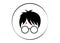 Boy with round glasses cartoon icon, Harry Potter minimal style, diadem isolated