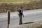 Boy with rucksack walking to school