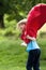 Boy Running Around in Red Towel