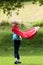 Boy Running Around in Red Towel