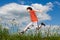 Boy running, jumping outdoor