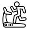 Boy running at treadmill icon, outline style