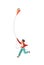 Boy runs with a kite. Happy little child playing outdoors, vector colorful flat walking concept