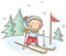 Boy\'s winter activities: skiing