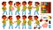 Boy Schoolboy Kid Poses Set Vector. Indian, Hindu. Asian. Primary School Child. Children. Smile. Workspace, Chalkboard