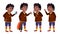 Boy Schoolboy Set Vector. Black. Afro American. Cute Child. Happiness Enjoyment. Cheer, Pretty. For Presentation, Print