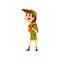 Boy scout character in uniform standing with backpack vector Illustration on a white background