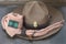 Boy scout equipment on wooden background