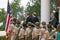 Boy Scouts and judge saying the Pledge of Allegian