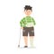 Boy after serious injury with broken limbs flat vector illustration isolated.