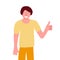 Boy show positive emotions with thumb up gesture, approval sign, flat vector