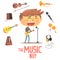 Boy Singer And Musician, Kids Future Dream Professional Occupation Illustration With Related To Profession Objects