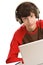 Boy sitting behind desk