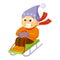 Boy sledding Cartoon character Winter Vector illustration